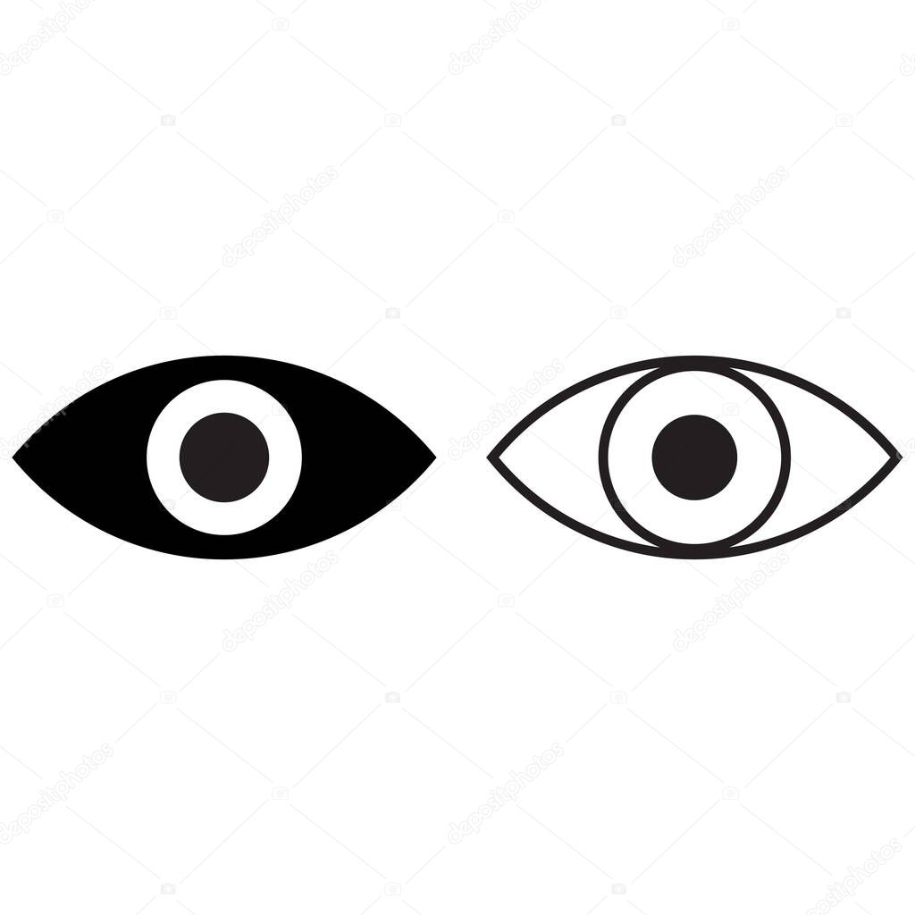 Eye icon set in two styles isolated on white background