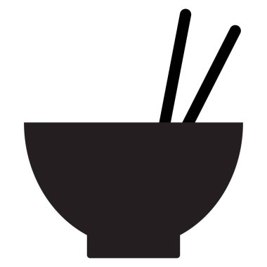 Çin yemeği ikonu. Çubuklu Çin kâsesi ikonu. Vektör