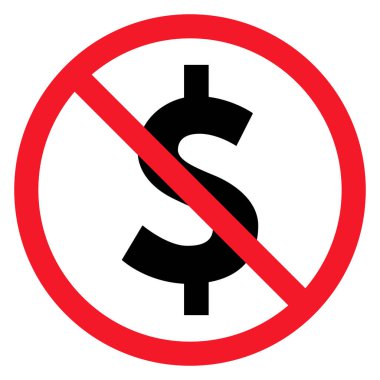 Dolar işareti yok. Beyaz arka planda izole edilmiş para işareti yok. Vektör illüstrasyonu