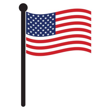 Beyaz arka planda izole edilmiş Amerikan bayrağı taşıyıcısı. ABD bayrağı dalgalanıyor