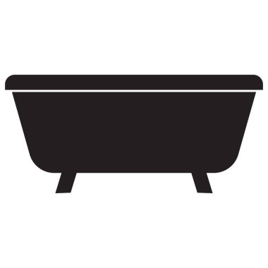 Banyo ikonu. Küvet ikonu beyaz arkaplanda izole edilmiş. Vektör illüstrasyonu