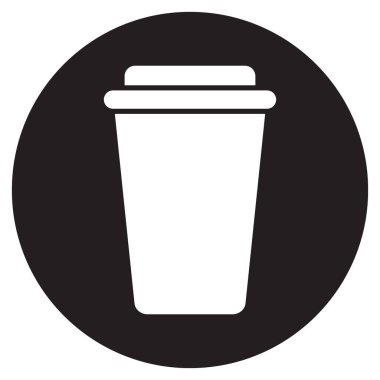 Çemberde bir kahve bardağı ikonu. Tek kullanımlık kahve fincanı ikonu vektör çizimi