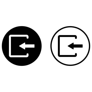 Beyaz arkaplanda iki şekilde izole edilmiş giriş simgesi. Sembol vektörünü girin. Ok Giriş simgesi 