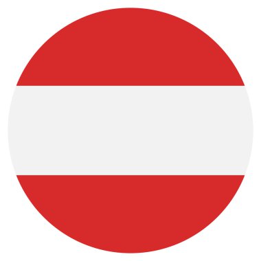 Avusturya bayrağı. Avusturya bayrak düğmesi beyaz arkaplanda izole edildi