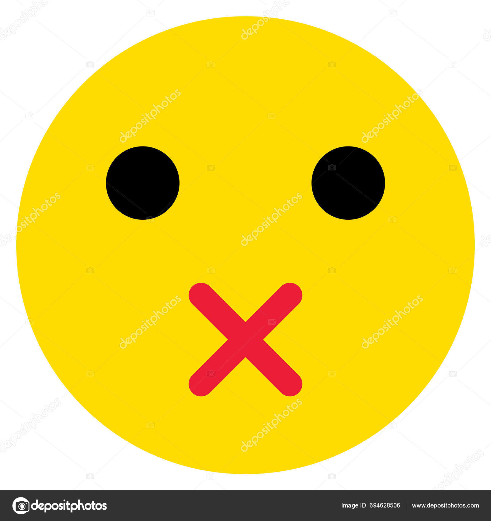Silent Emoji Icon Muted Emoji Icon Vector Isolated White Background