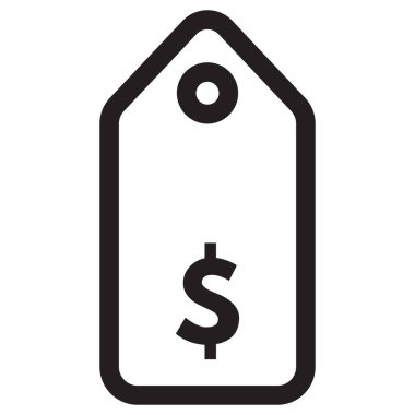 Beyaz arka planda dolar izole edilmiş fiyat etiketi simgesi. Vektör illüstrasyonu