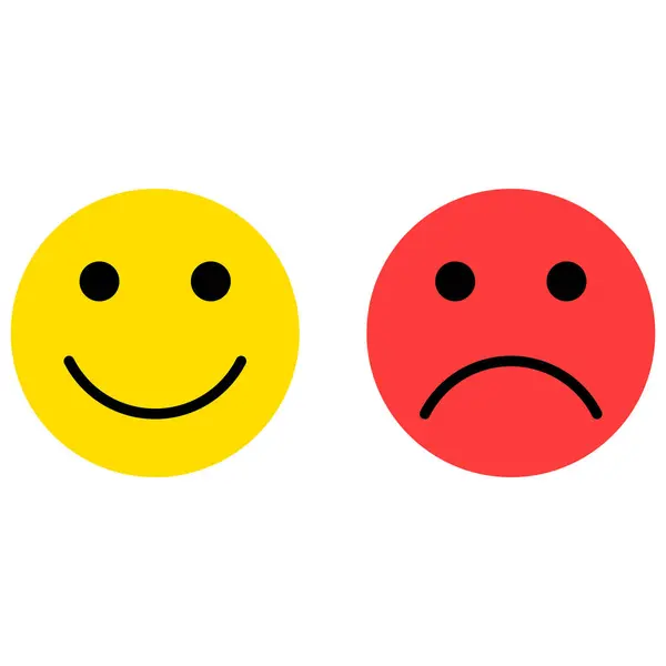 Smile and angry emoji icons isolated on white background . Customer feedback emotions . Vector illustration