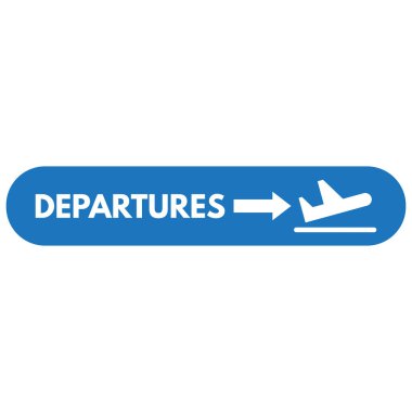 Havaalanı kalkış işareti beyaz arka planda izole edilmiş. Vektör illüstrasyonu