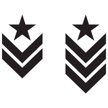 Askeri rütbe ikonu hazır. Rozet askeri simgesi beyaz arkaplanda izole edilmiş vektör