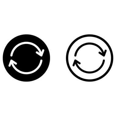 Beyaz arkaplanda izole edilmiş iki şekilde simgeyi yenile. Vektör illüstrasyonu