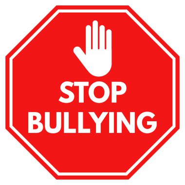 Beyaz arka planda el izolasyonu olan zorbalık işaretini durdurun. Vektör illüstrasyonu