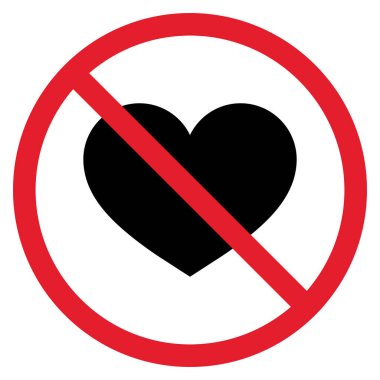 Beyaz arka planda izole edilmiş aşk işareti yok. Sevgi işareti vektörü yok