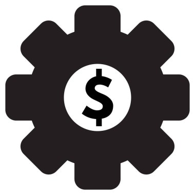 Dolar vites simgesi beyaz arkaplanda izole edildi. Dolar işareti olan çark. Vektör illüstrasyonu