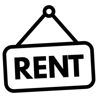 Kira ikonu. Kapı levhasının kirası. Kiralama simgesi vektörü için