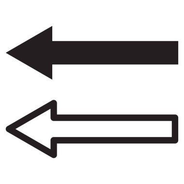 Sol ok simgesi iki şekilde ayarlandı. Arka ok simgesi. Vektör illüstrasyonu