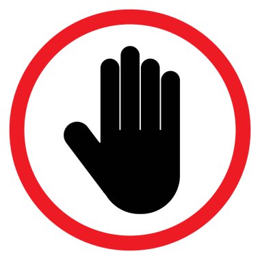 El durdurma işareti çemberi beyaz arka planda izole edildi. El itme işareti vektörü