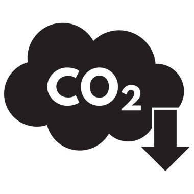 CO2 kirliliği azaltma ikonu. Karbondioksit azaltma simgesi beyaz arkaplanda izole edildi. Vektör
