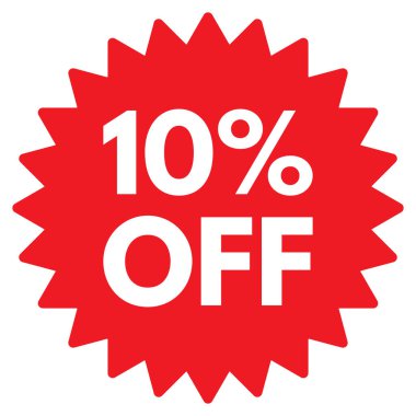 10 indirimli etiket sembolü. İndirim promosyon ikonu vektöründe% 10 indirim