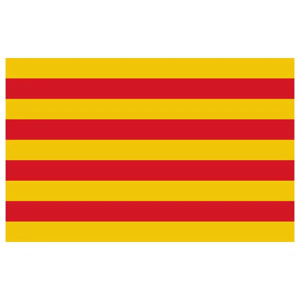 Katalonya bayrağı. Beyaz arkaplanda izole edilmiş Katalonya vektörü bayrağı
