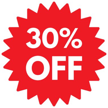 30 indirimli etiket sembolü. İkonda% 30 'a kadar indirim var. Vektör illüstrasyonu