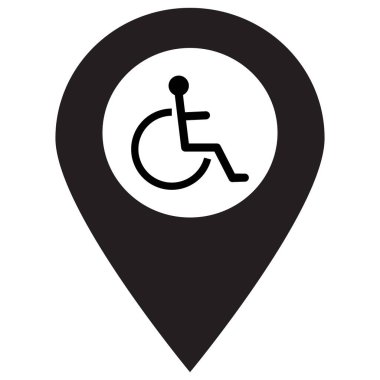 Beyaz arkaplanda engelli simgesi izole edilmiş harita işaretleyici. Vektör illüstrasyonu