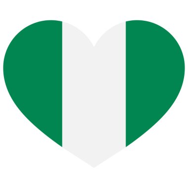Nijerya kalp bayrağı. Kalp şeklinde Nijerya bayrağı. Nijerya sembol vektörünü sev