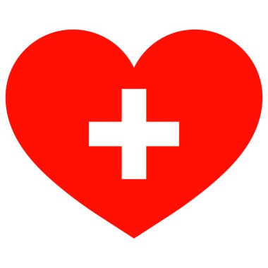 İsviçre kalp bayrağı. Kalp şeklinde İsviçre bayrağı. Vektör illüstrasyonu