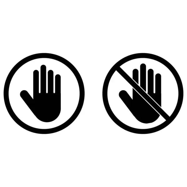 Hand Und Handstopp Symbole Hand Symbol Und Berühren Sie Nicht — Stockvektor