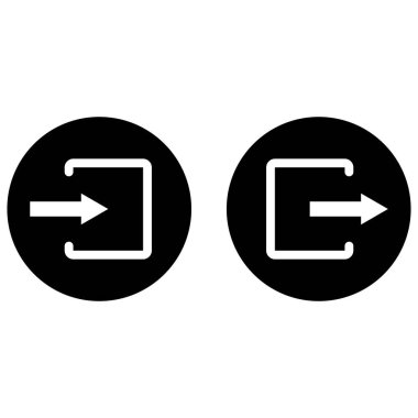 Giriş yap ve simgeleri kaydet. Giriş ve çıkış simgeleri. Vektör illüstrasyonu