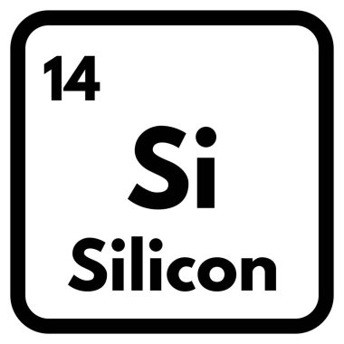 Beyaz arkaplanda silikon kimyasal element simgesi izole edildi. Vektör illüstrasyonu