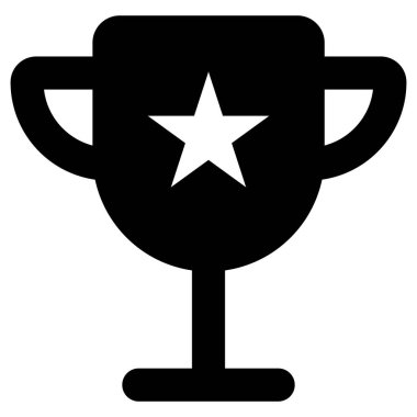 Moda tarzında bir ödül ikonu. Yıldızlı kupa ikonu. Kupa kupa ikonu vektörü