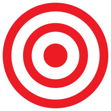 Kırmızı hedef simgesi. Kırmızı Dart hedef simgesi beyaz arkaplanda izole edildi. Vektör