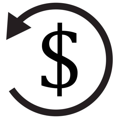 Para iadesi ikonu. Nakit para ikonu. Para simgesi vektörünü geri ver