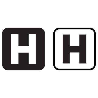 Hastane ikonu beyaz arka planda iki şekilde izole edilmiş. Vektör illüstrasyonu