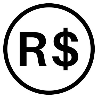 Brezilya para birimi simgesi. Brezilya 'nın gerçek simgesi beyaz arka planda izole edilmiş. Gerçek Brezilya para birimi simgesi vektörü