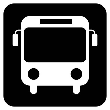 Otobüs durağı simgesi beyaz arkaplanda izole edildi. Kare içinde otobüs simgesi. Vektör illüstrasyonu