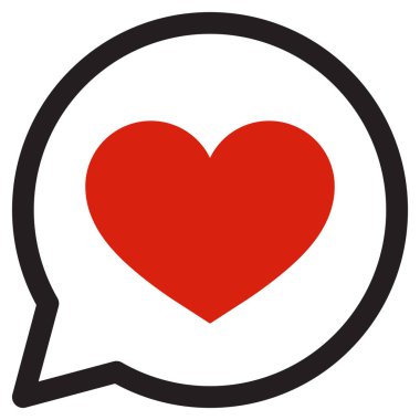 Kalp kabarcığı simgesi beyaz arkaplanda izole edildi. Konuşma baloncuğu ikonunda kalp. Vektör illüstrasyonu