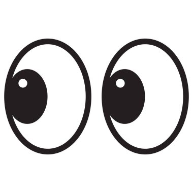 Gözler ikona benziyor. Yandan bakış simgesi. Beyaz arkaplanda izole edilmiş iki göz emoji vektörü 