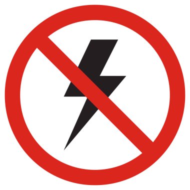 Beyaz arka planda izole edilmiş yıldırım simgesi yok. Enerji ikonu vektörü yok. Elektrik yok. 