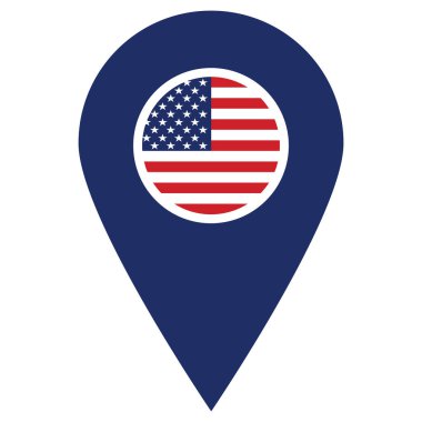 Amerikan bayrak haritası iğne simgesi. Birleşik Devletler harita pin vektörü