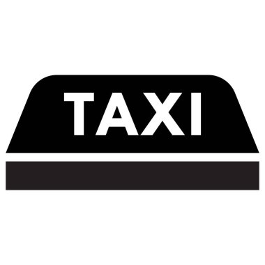 Beyaz arka planda izole edilmiş bir taksi tabelası. Taksi arabası tabelası. Taksi simgesi vektörü