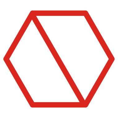 Yasak altıgen işareti. Altıgen boş, iz yok. Altıgen dur ikon vektörü