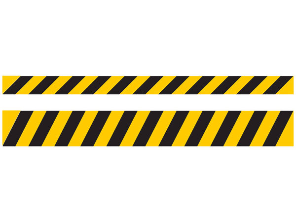 Black and yellow security tape floor marking icon set isolated on white . Vector illustration