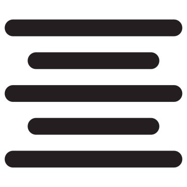 Orta simge beyaz arkaplanda izole edildi. Metin hizalama merkezi vektörü