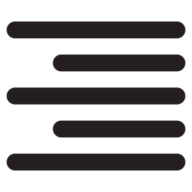 Sağ simge beyaz arkaplanda izole edildi. Metin hizalama simgesi vektörü