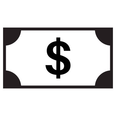 Kağıt dolar simgesi beyaz arkaplanda izole edilmiş. Dolar para ikonu vektörü. Para işareti
