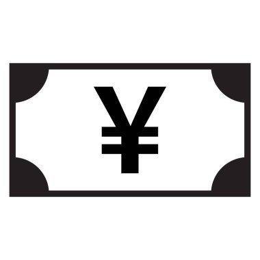 Yen banknot simgesi. Japon para birimi sembolü banknotun üzerinde. Yen simge vektörü