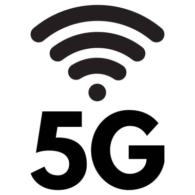 Beyaz arkaplanda 5G sinyal simgesi izole edildi. 5G ağ simgesi. Vektör illüstrasyonu