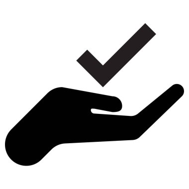 Beyaz arkaplanda izole edilmiş modada el simgesi işaretleri var. El simgesi vektöründe tik simgesi