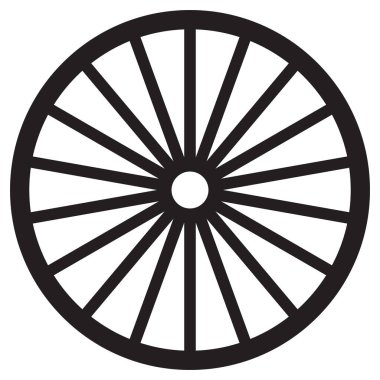 Tekerlek simgesi beyaz arkaplanda izole edildi. Bisiklet tekeri ikon vektörü. Vagon tekeri simgesi